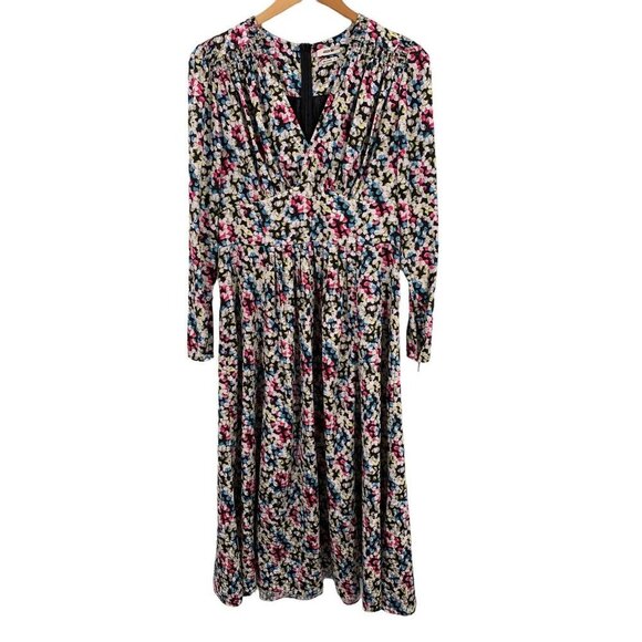 JASON WU Black/Multicolor Dot V-Neck Long Sleeve Dress Size 8 AS IS - Picture 2 of 10